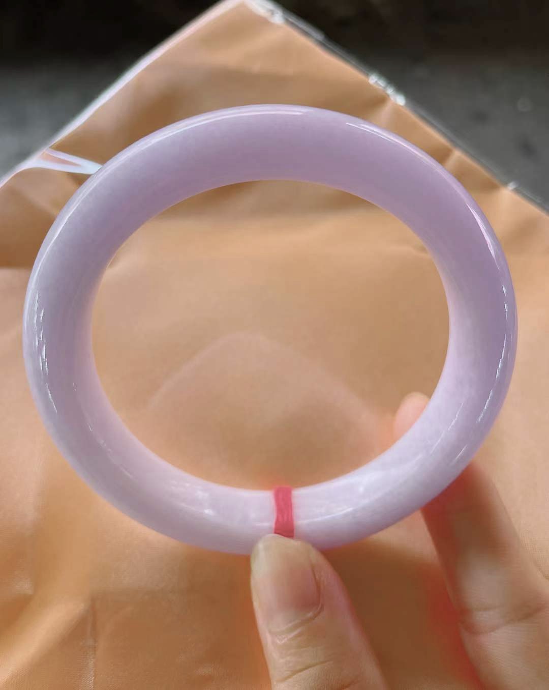 天然A货翡翠手镯老坑玉镯子61圈口手镯缅甸紫罗兰正圈玉串泥鳅背