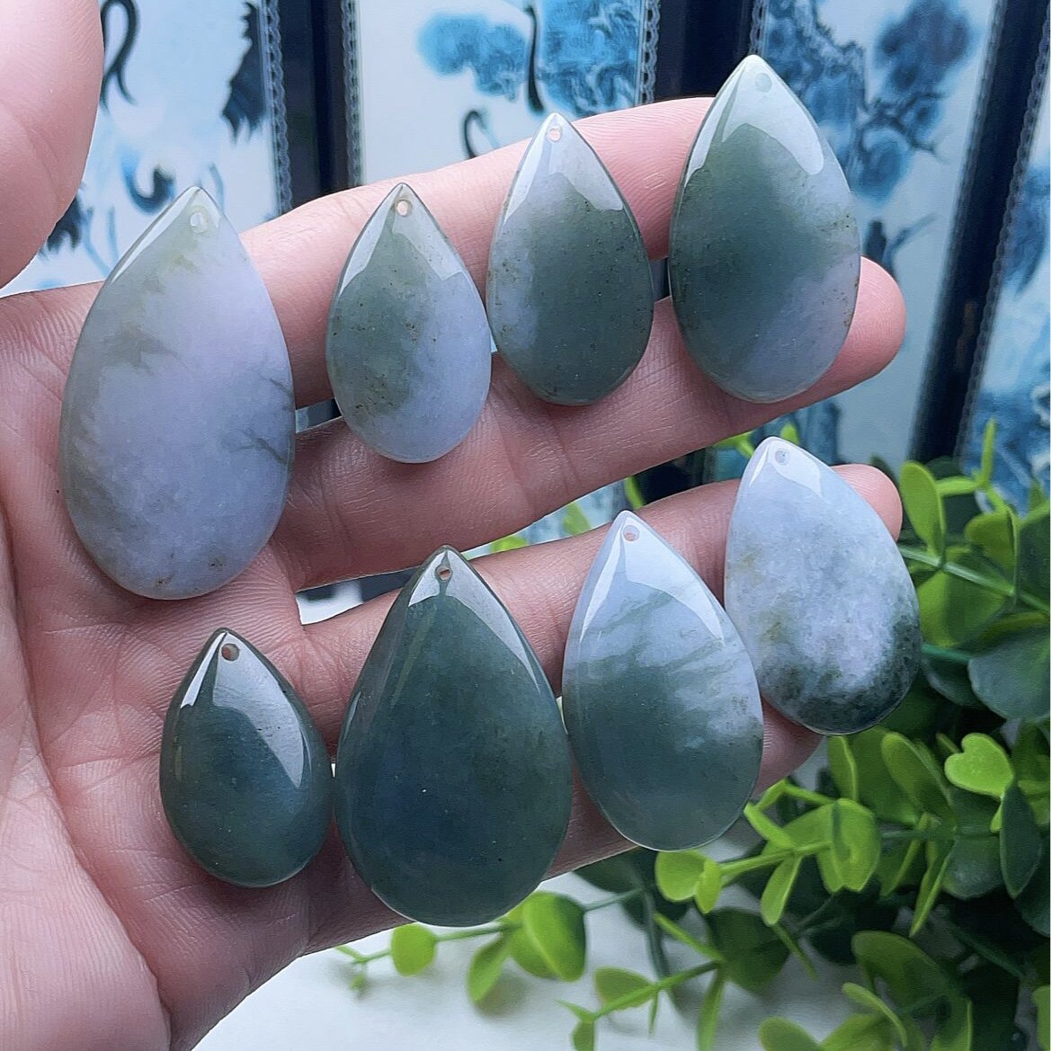 A货翡翠水滴吊坠缅甸老坑天然水滴玉石锁骨链财源滚滚玉佩挂件