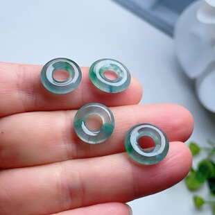 A货翡翠冰种小平安环吊坠晴水飘阳绿天然老坑小甜甜圈挂坠吉祥