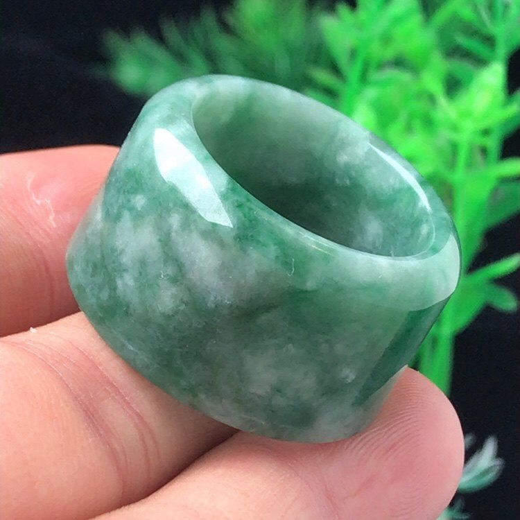 缅甸天然翡翠满绿玉扳指男款戒指