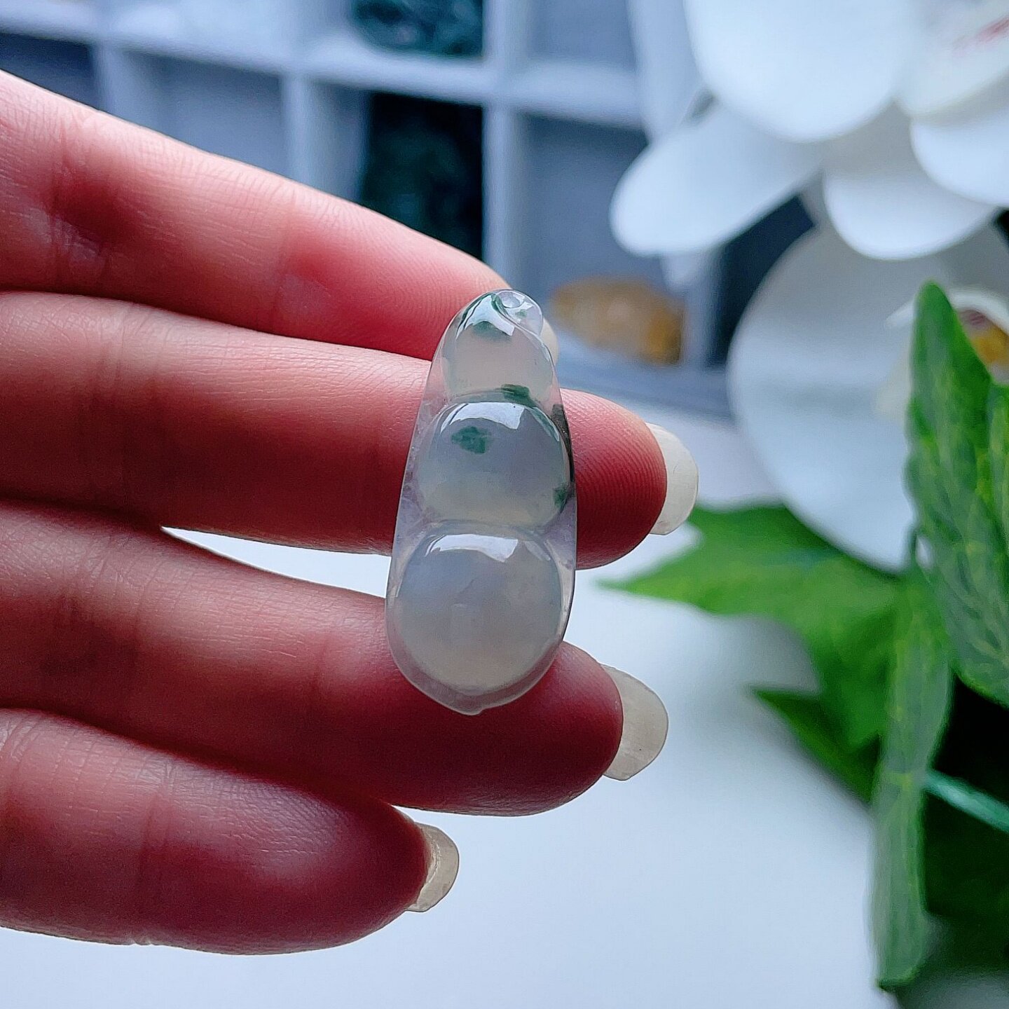 天然A货翡翠冰种淡绿飘花意境福豆吊坠缅甸老坑四季豆挂坠吉祥