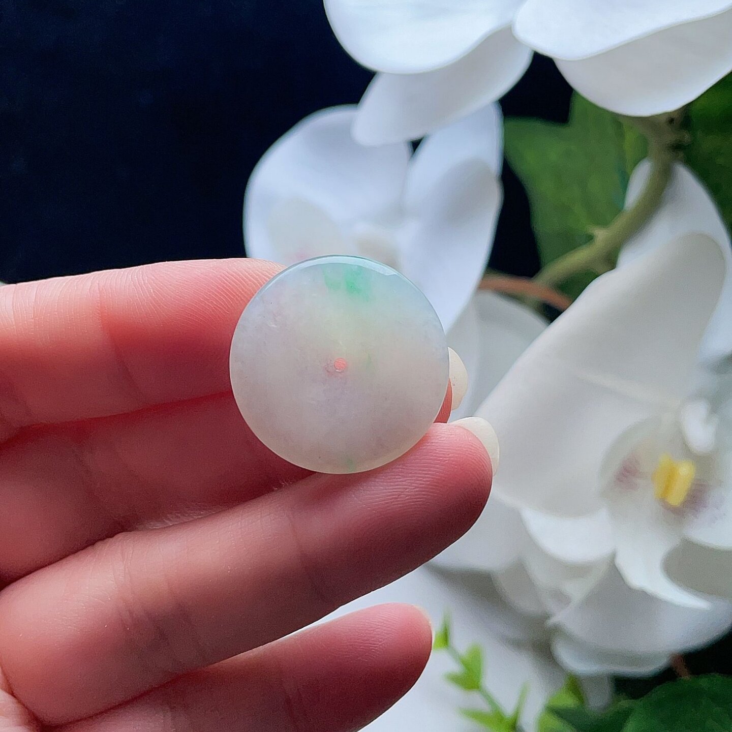 天然翡翠冰种平安扣乳白飘阳绿