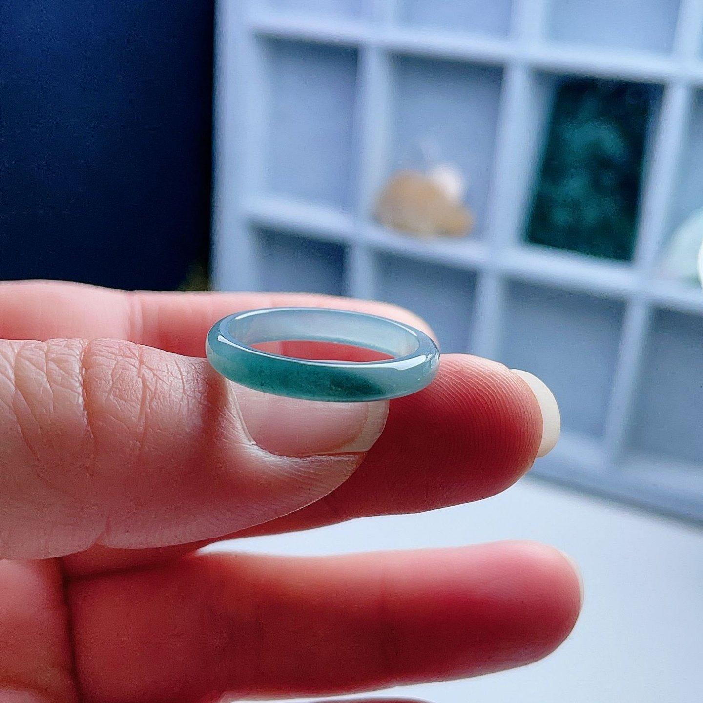 A货翡翠戒指晴水蓝绿19.1mm天然老坑玉指环半山半水意境儒雅20#,珠宝/钻石/翡翠,戒指/指环,淘宝优惠券,粉丝福利购,淘宝优惠卷