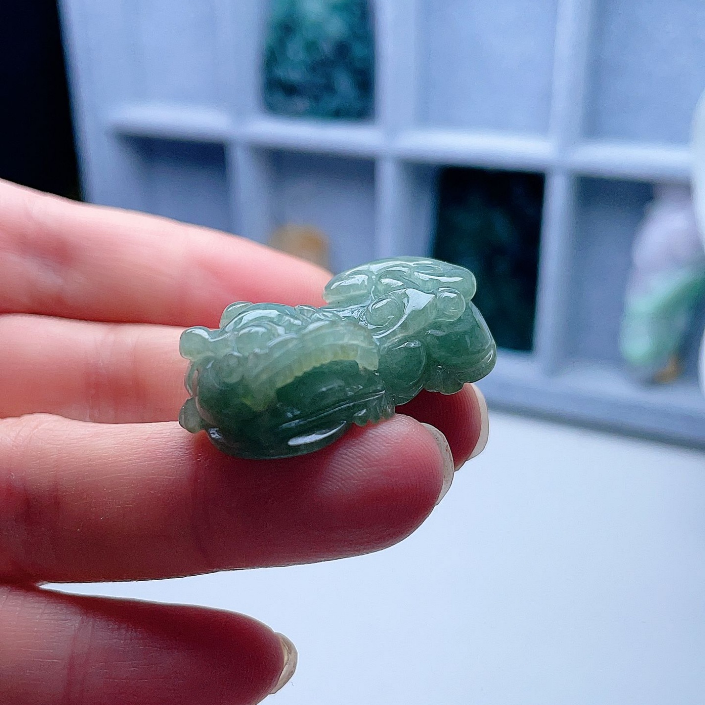 天然A货翡翠霸王貔貅吊坠油绿黄绿缅甸老坑皮丘挂坠吉祥如意百搭