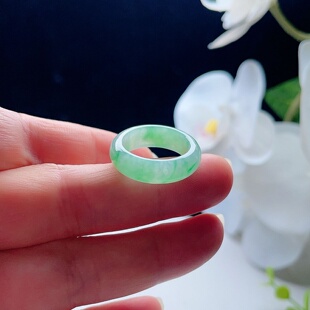 天然A货翡翠戒指淡绿飘阳绿16.4mm缅甸老坑厚装 玉指环清新优雅12