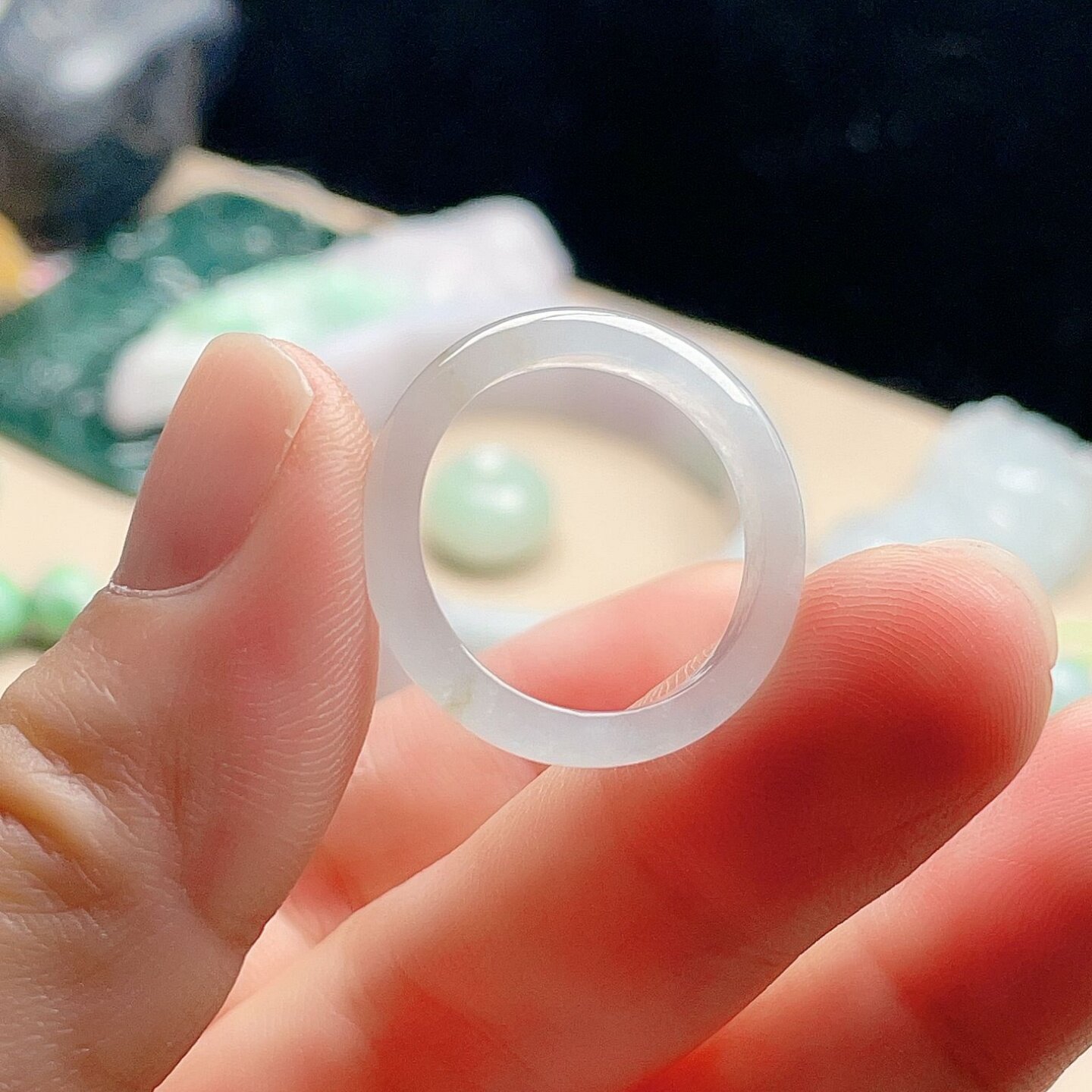 天然翡翠戒指乳白黄彩洒金玉指环