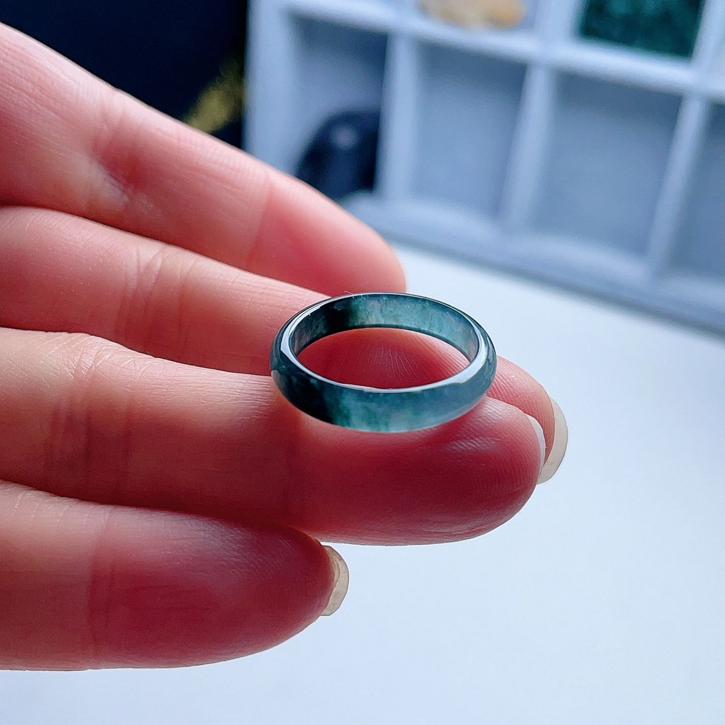 A货翡翠戒指晴水蓝绿17.3mm天然老坑玉指环半山半水意境儒雅15#,珠宝/钻石/翡翠,戒指/指环,淘宝优惠券,粉丝福利购,淘宝优惠卷