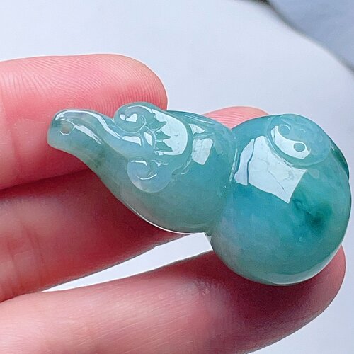 天然翡翠葫芦如意铜钱油绿菠菜绿