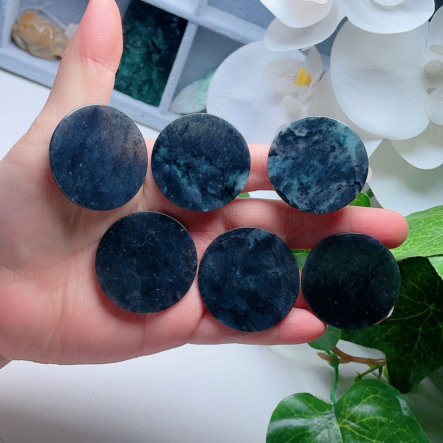 天然翡翠无事牌吊坠乌鸡蓝绿飘花