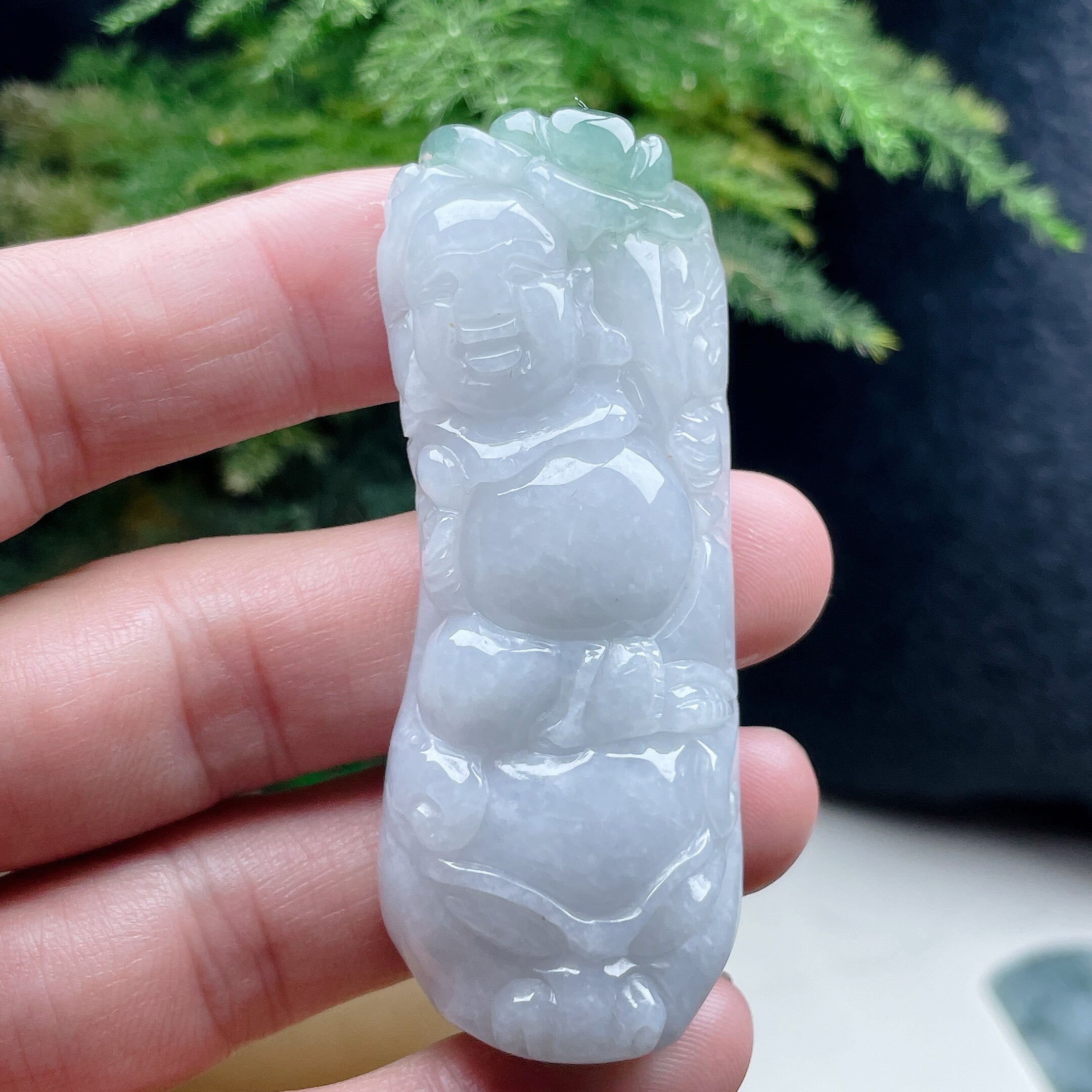 一抹绿立体笑佛布袋佛忠贤A货
