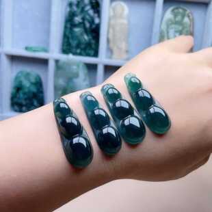 豆吊坠天然老坑福豆豆荚玉坠平安豆挂坠 A货翡翠深色蓝绿四季