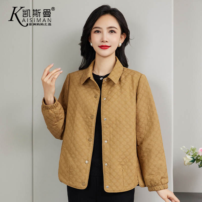 凯斯曼大码中年女装小个子妈妈装春2025新款秋冬装薄棉衣外套A860