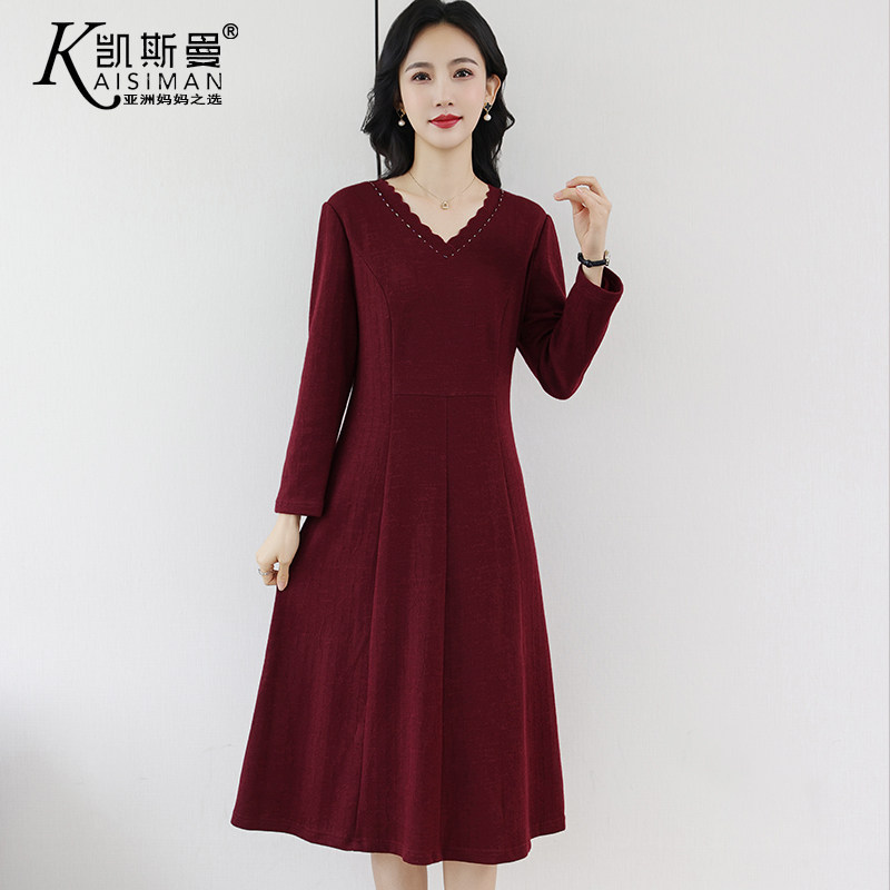 凯斯曼中年妈妈高贵洋气连衣裙