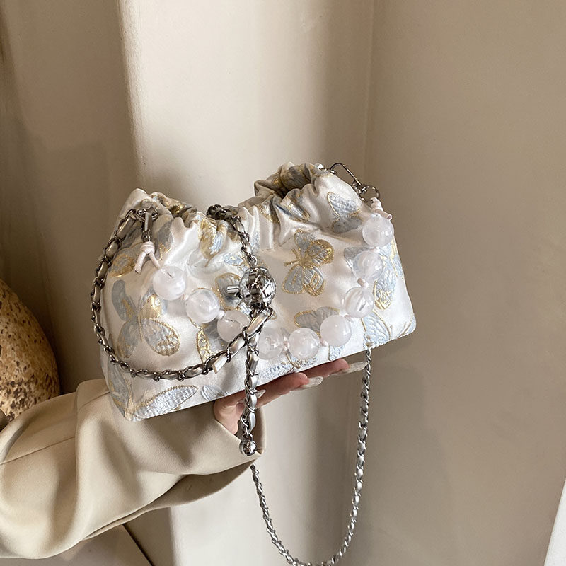 简约单肩包斜挎包女包气质休闲包2024新款潮ins链条包日韩水桶包