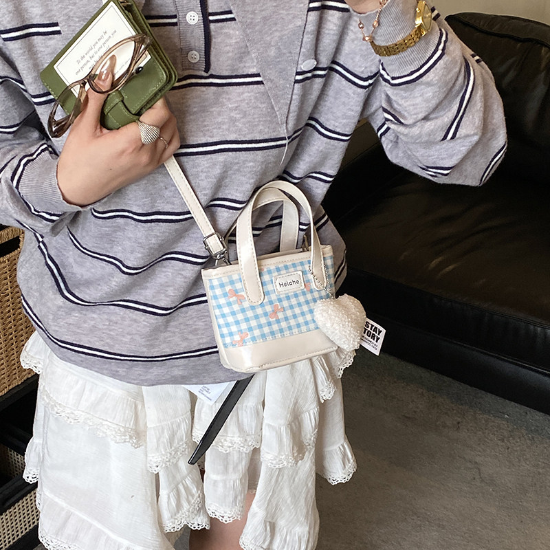 韩版格纹水桶包女小清新可爱手提包少女风小包2026新款潮时尚休闲,箱包皮具/热销女包/男包,水桶包,淘宝优惠券,粉丝福利购,淘宝优惠卷