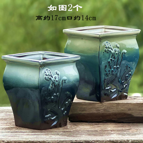 粗陶方盆透气大口径多肉盆