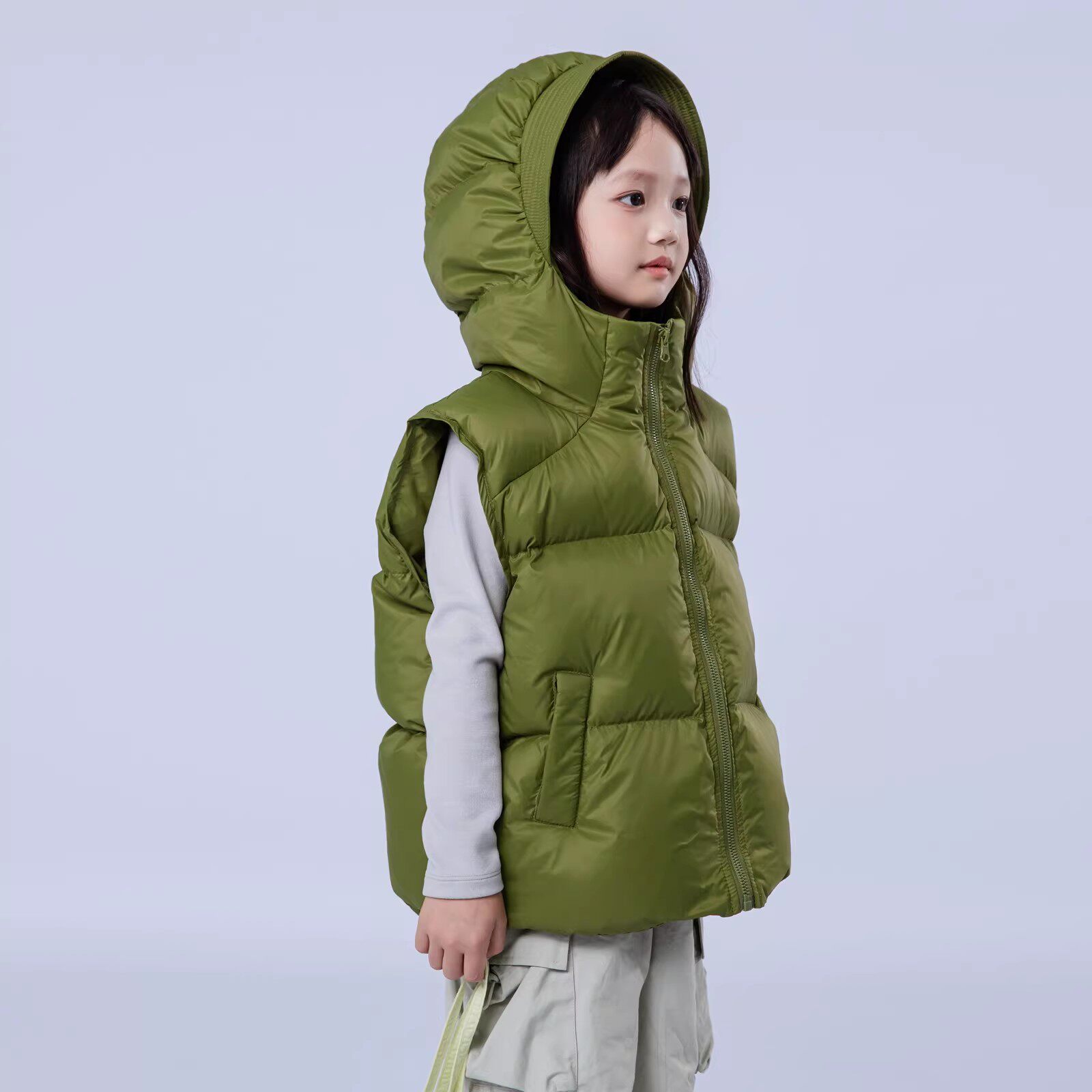 儿童羽绒马甲韩版新款男童女童中大童连帽加厚坎肩白鸭绒背心外套
