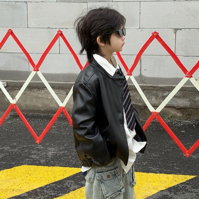 儿童皮衣洋气夹克男童女童外套