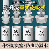 下水管道防返臭神器厨房洗衣机防臭硅胶圈密封塞5075排水管堵口器