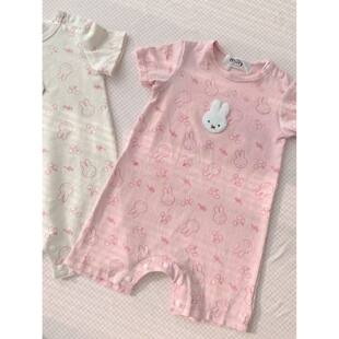 女童纯棉婴儿连体衣夏装夏季薄款宝宝爬服短袖男童哈衣新生儿睡衣