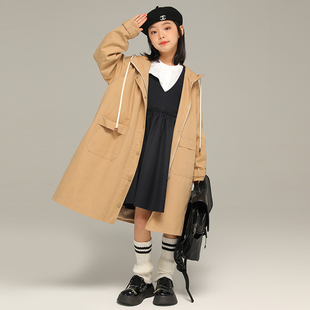 小女森女童春秋风衣儿童中长款春装洋气上衣英伦公主风外穿外套潮