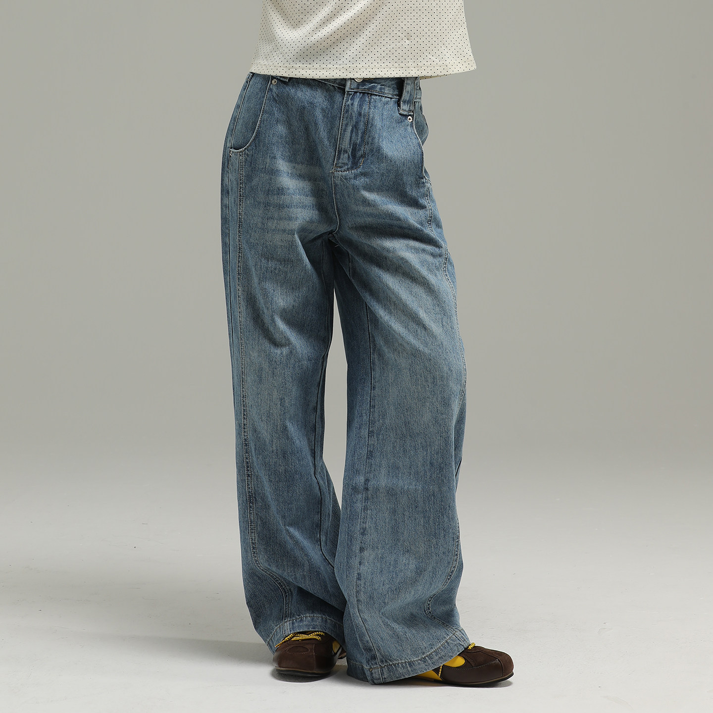 小女森女童夏季牛仔裤复古水洗蓝阔腿裤儿童宽松显瘦垂感直筒裤子,童装/婴儿装/亲子装,儿童牛仔裤,淘宝优惠券,粉丝福利购,淘宝优惠卷