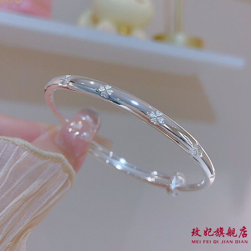 四叶草纯银手镯女个性气质网红