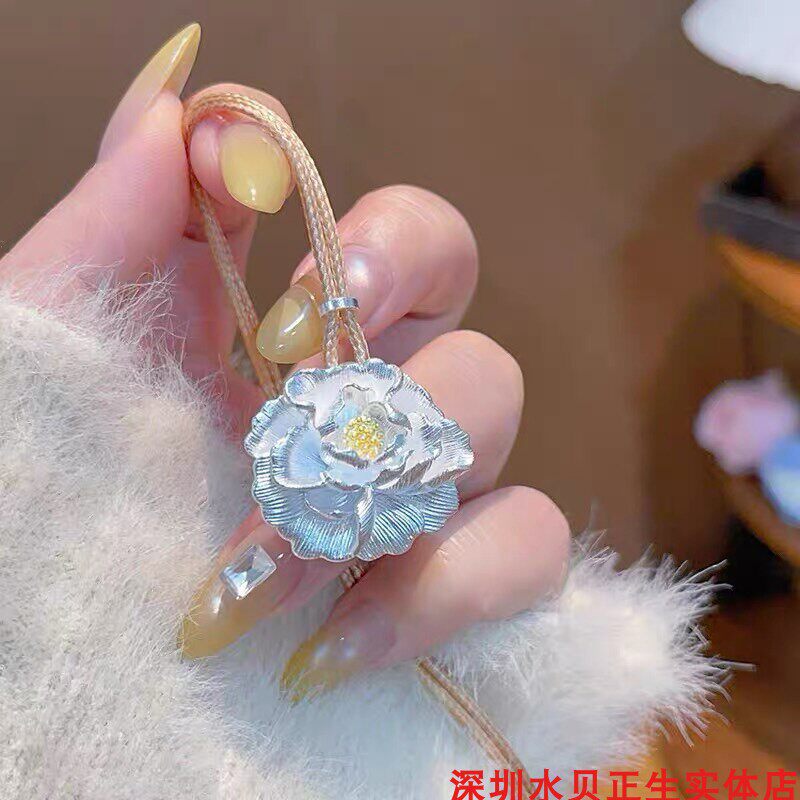 牡丹花纯银项链女简约百搭时尚