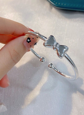 轻奢高级感网红蝴蝶结纯银手镯