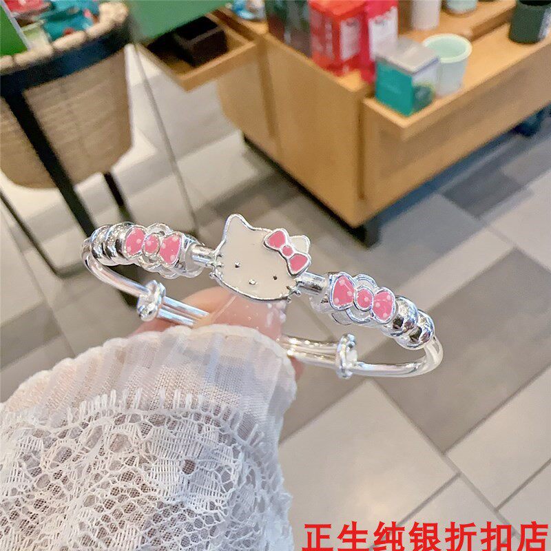 kt猫纯银手镯女甜美可爱时尚百搭