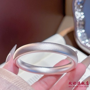 香港正生足银9999古法素圈泥鳅背轮胎闭口纯银手镯时尚轻奢送女友