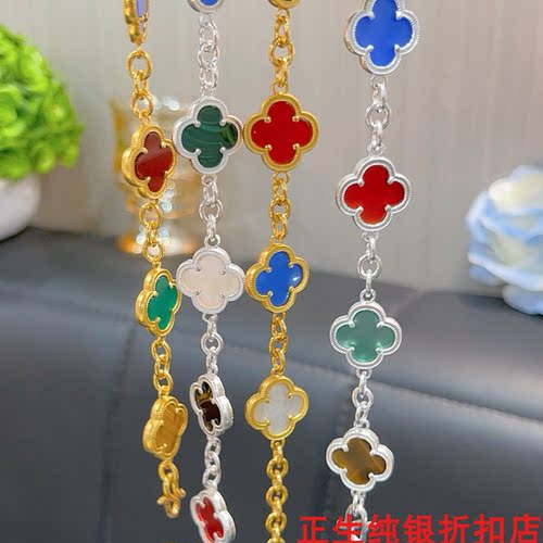 四叶草纯银手链女个性简约百搭