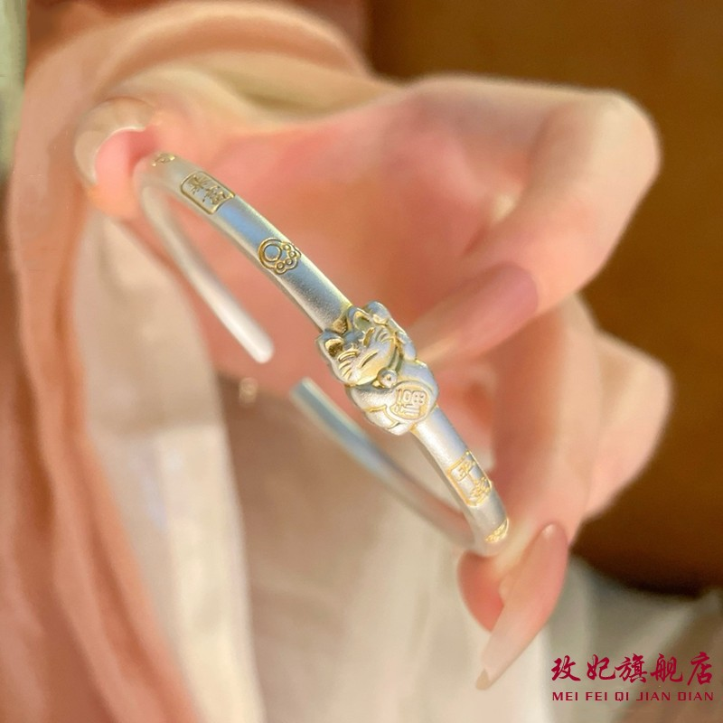 招财猫吉言纯银手镯女轻奢高级感