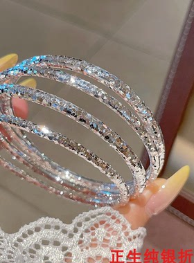 碎冰冰纯银手镯女个性简约百搭