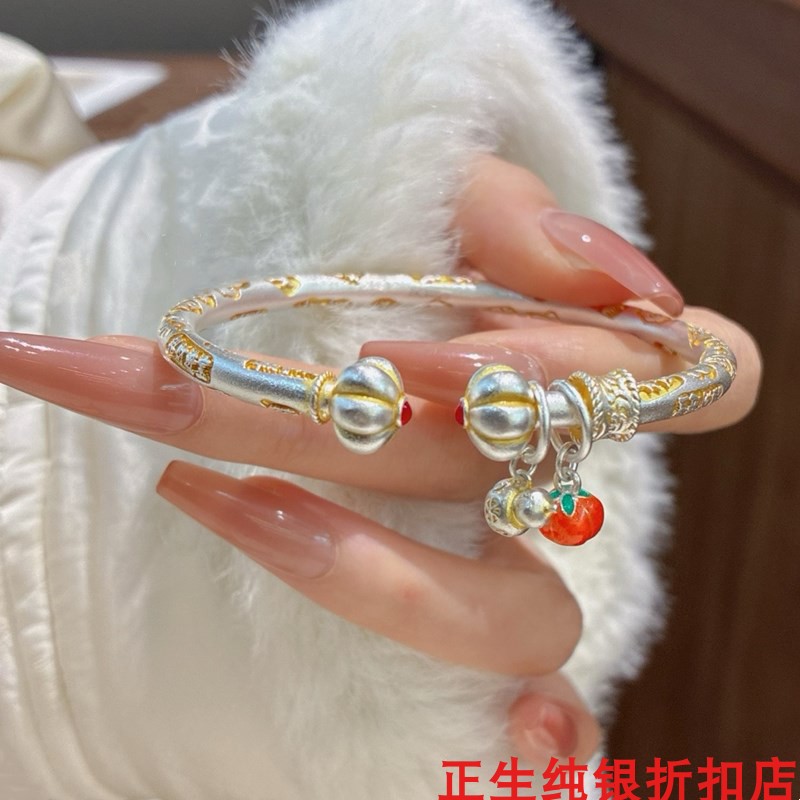 吉言葫芦纯银手镯女个性时尚轻奢