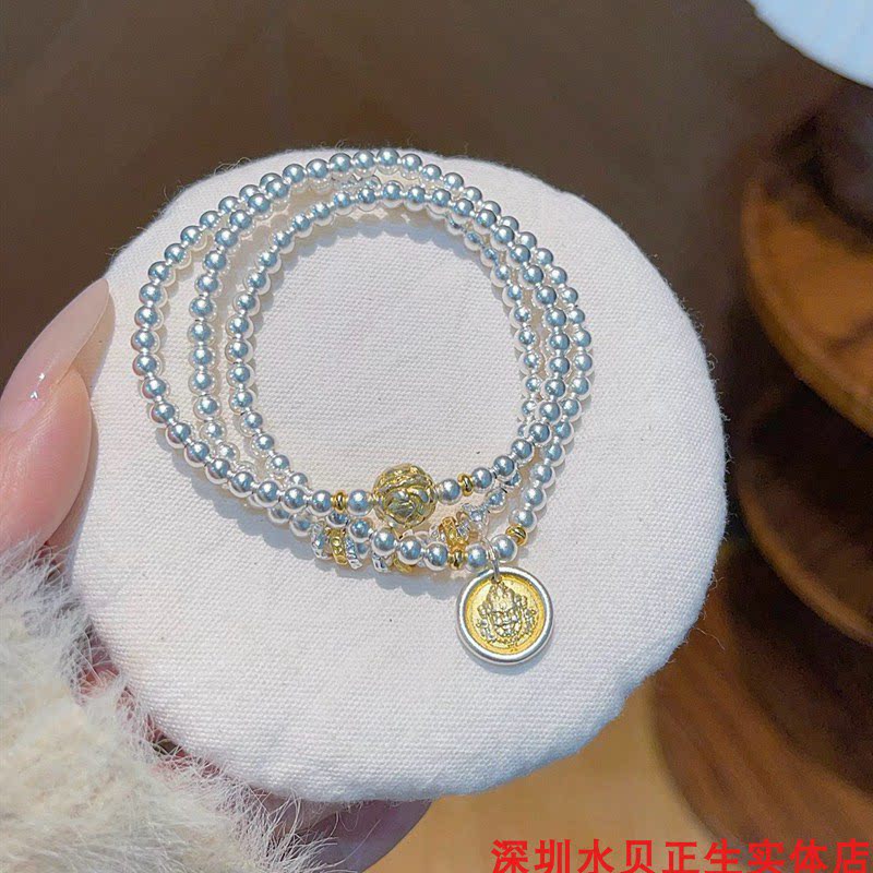 黄财神多圈纯银手链女新中式国风