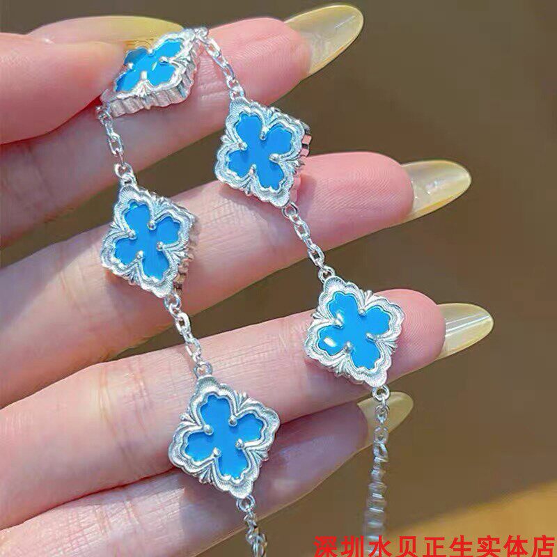 五花四叶草纯银手链女简约百搭