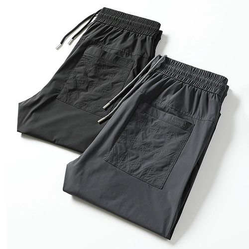 Летние тонкие быстросохнущие спортивные повседневные брюки для отдыха, впитывают пот и запах, на шнурках