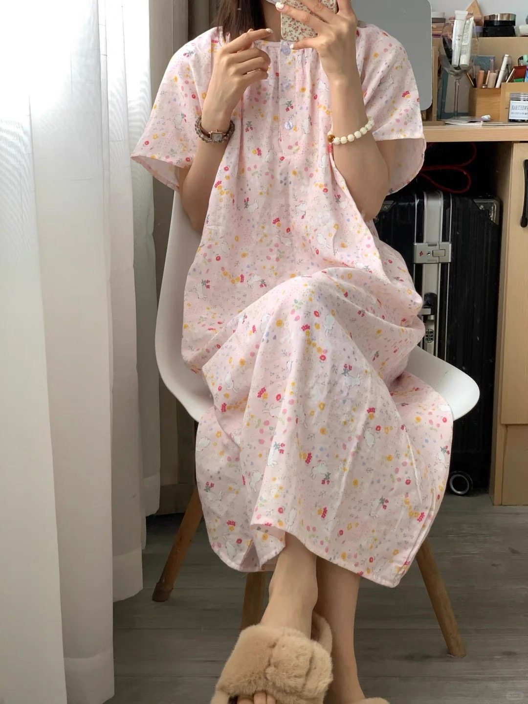A类全棉纯棉双层婴儿纱布睡衣女款2025新款夏季夏天家居服长睡裙
