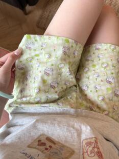 新款睡裤女夏季薄款休闲裤宽松大码家居裤卡通KT猫印花短裤透气