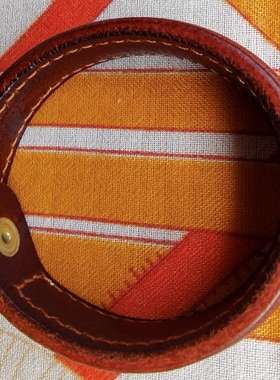 精美时尚百搭休闲全植鞣头层双面牛皮起鼓定型手镯手环55-60宽16