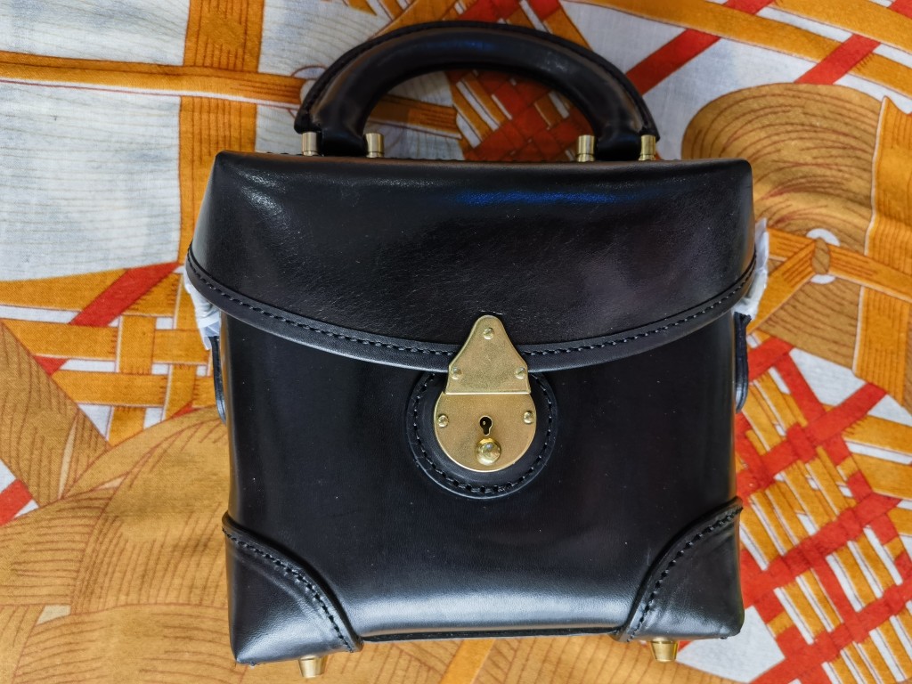 制道手工皮包全植鞣头层真牛硬皮箱子包手提单肩斜挎女包18*18*8