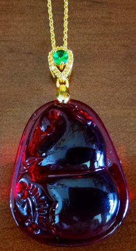 29*37*14mm血珀血龙木吊坠项链锁骨链40cm左右
