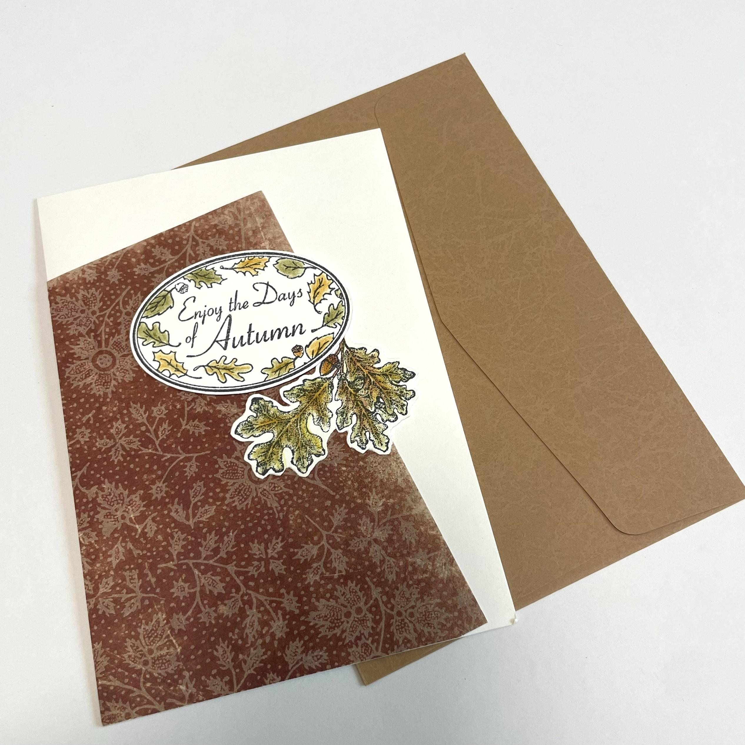 宁夏湾原创设计手工制作高级秋日贺卡恭贺中秋不对称设计橡树果实