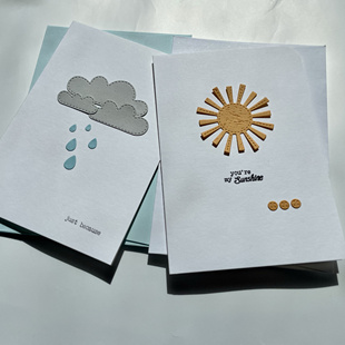 宁夏湾原创设计手工贺卡高级手作太阳云朵雨滴天气心情卡感谢离别