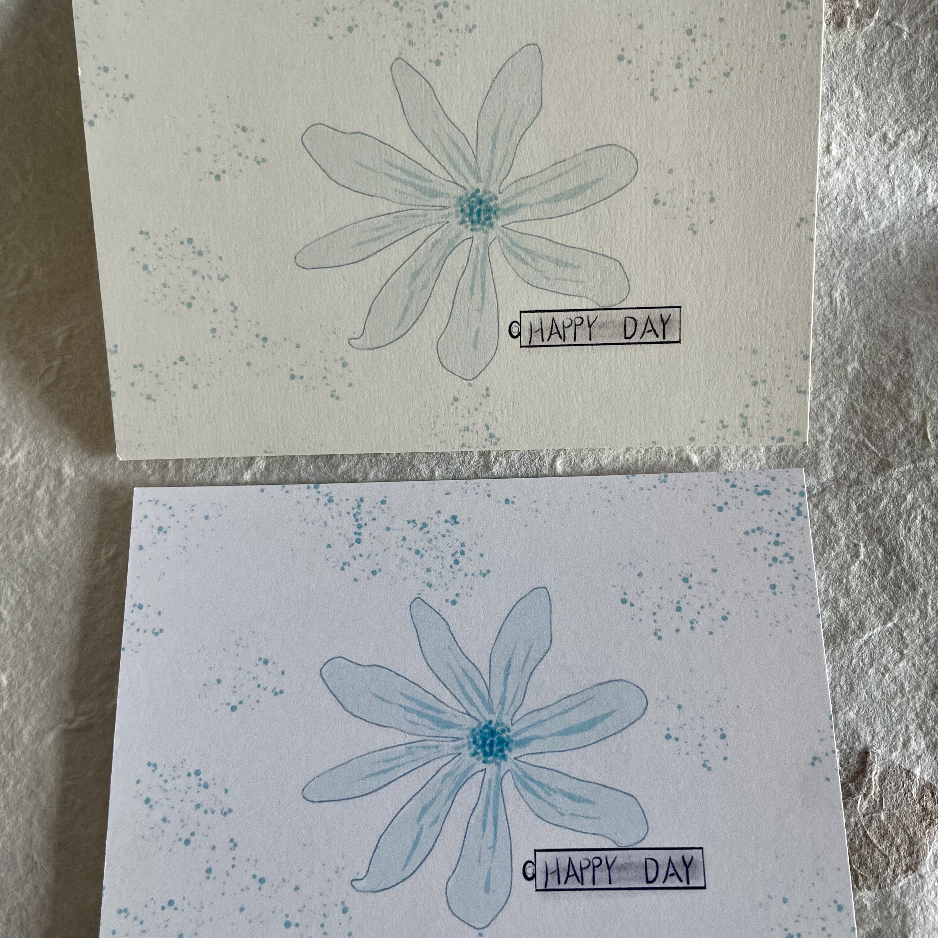 宁夏湾原创明信片高级质感高端哑光蓝色雏菊母亲节卡片愉快的一天