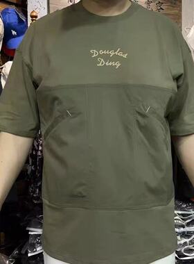 夏季新款男士大码宽松T恤半袖潮流口袋拼接圆领时尚休闲上衣短袖