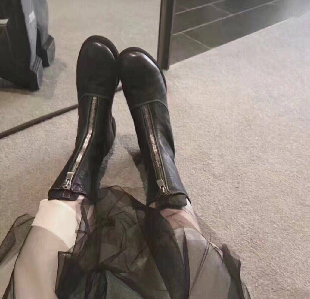 guidi靴复古ins马丁靴女新款英伦冬季瘦瘦靴短筒圆头百搭大码女鞋