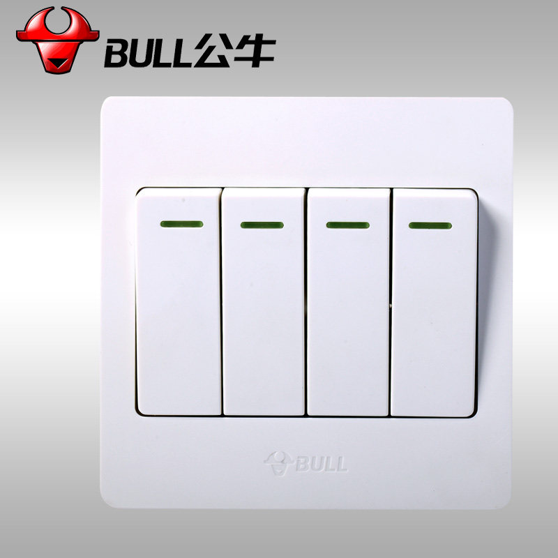 正品BULL公牛四位双控四开双带荧光开关86型G07K412C墙壁联白色|ruв категории электронный/электрик, переключатель, двойной выключатель - от Buy2taobao.com для оказания профессиональной услуги покупки агента Taobao