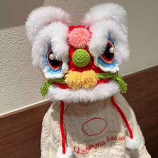 原创正版纯手工虎头帽亲子秋冬保暖毛线帽中国风醒狮帽新年老虎帽